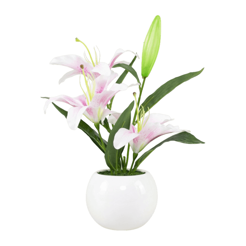 Artificial Lily Flower With Ceramic Pot