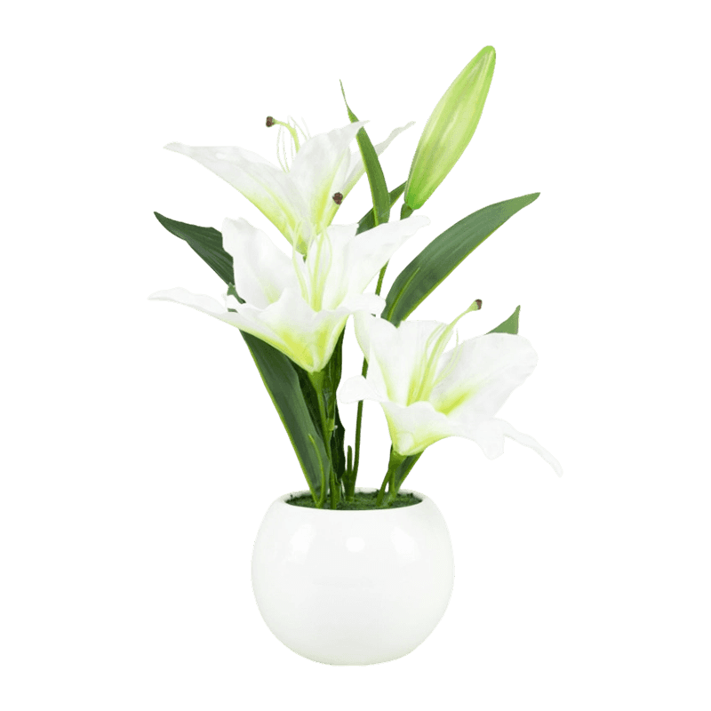 Artificial Lily Flower With Ceramic Pot