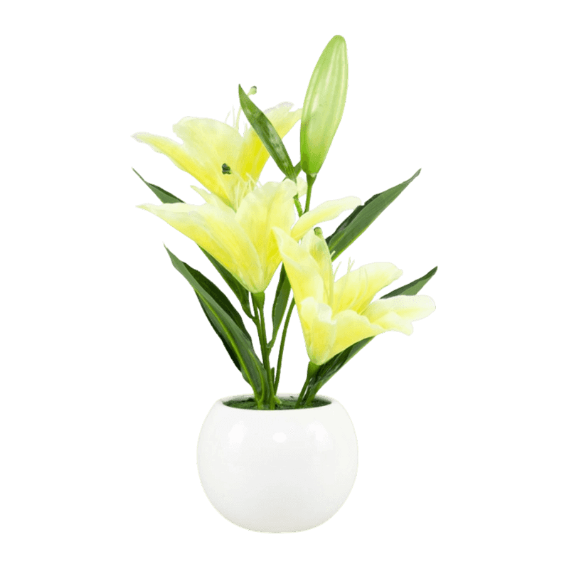 Artificial Lily Flower With Ceramic Pot