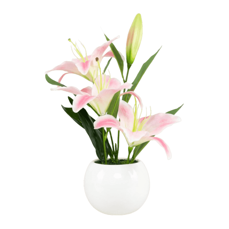 Artificial Lily Flower With Ceramic Pot