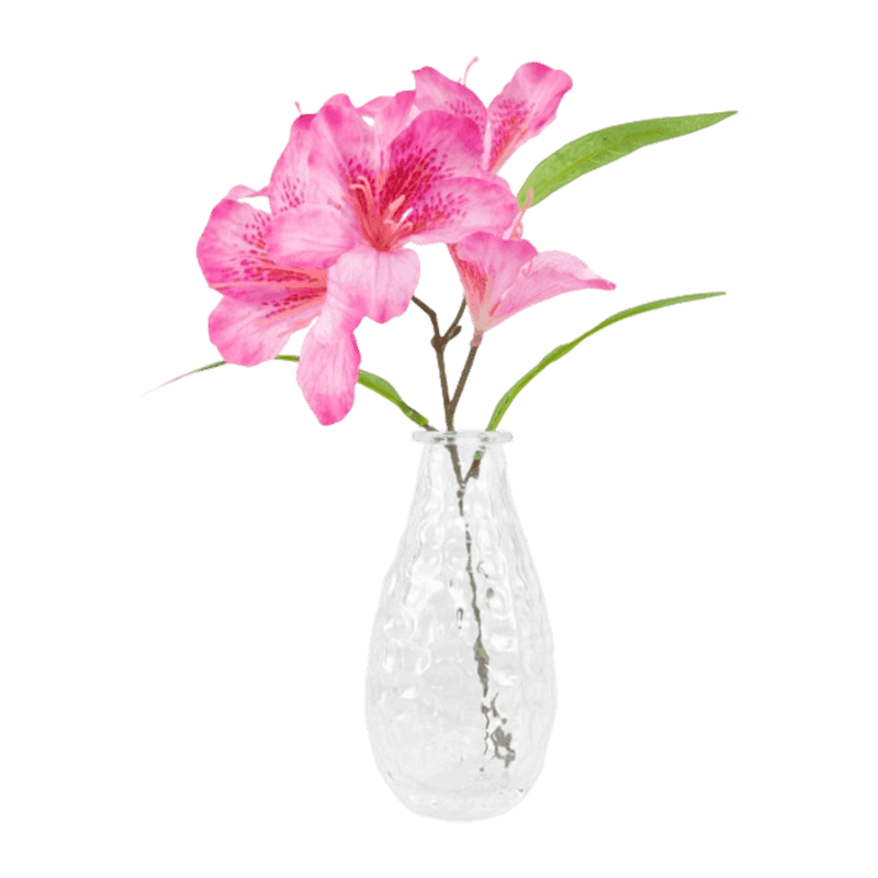 Artificial Azalea In Glass Pot