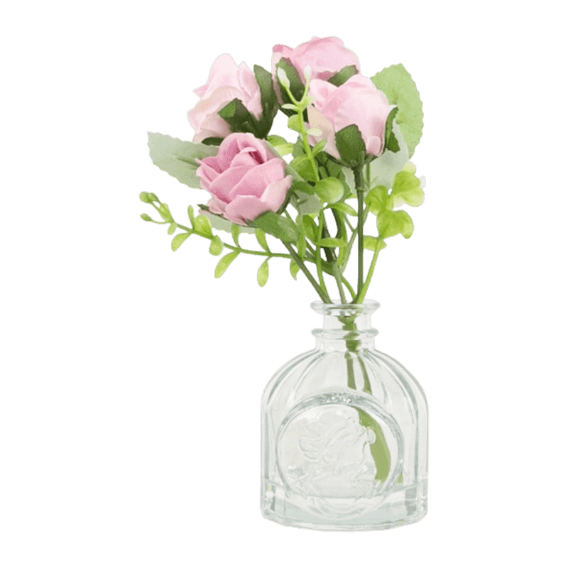 Artificial Flower With Glass Pot