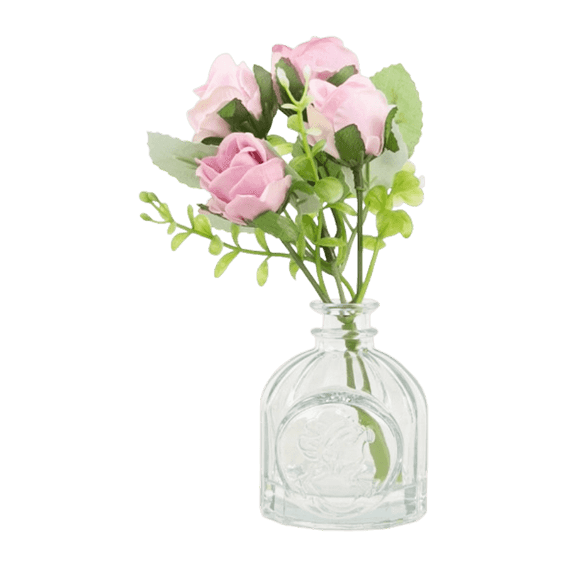Artificial Flower With Glass Pot