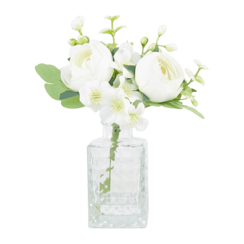Artificial Flower With Glass Pot