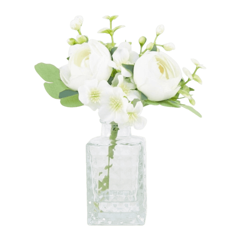 Artificial Flower With Glass Pot