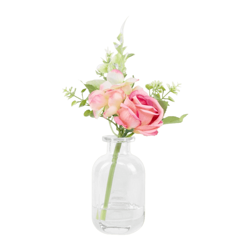 Artificial Flower With Glass Pot