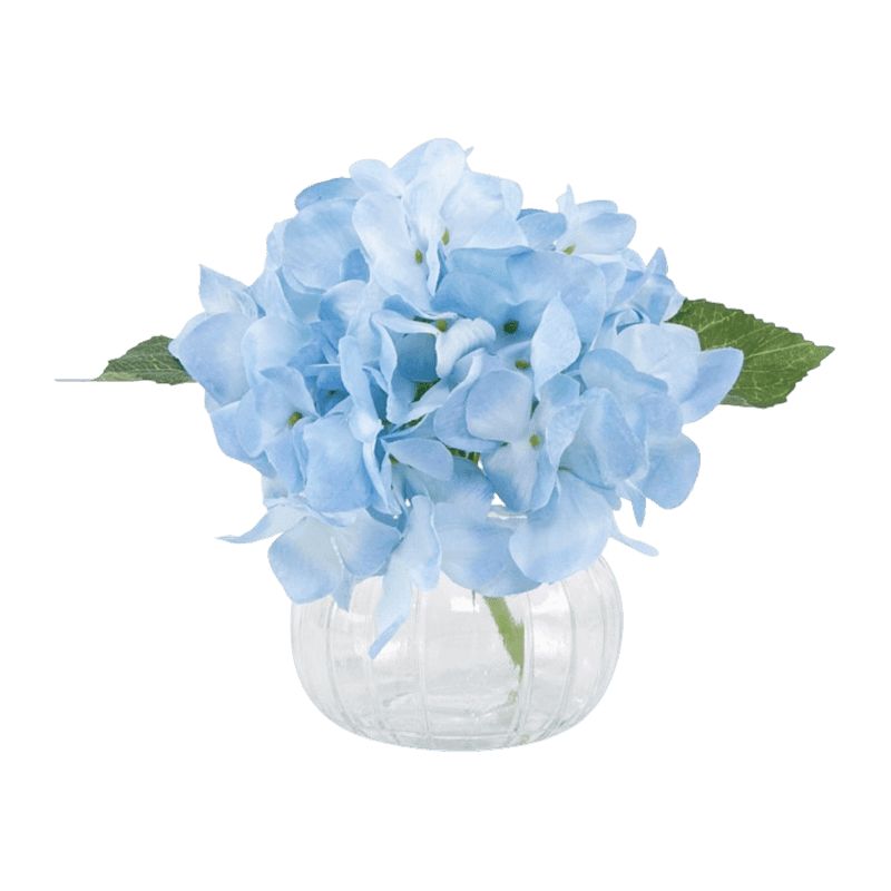 Artificial Hydrangea In Glass Pot With Fake Water
