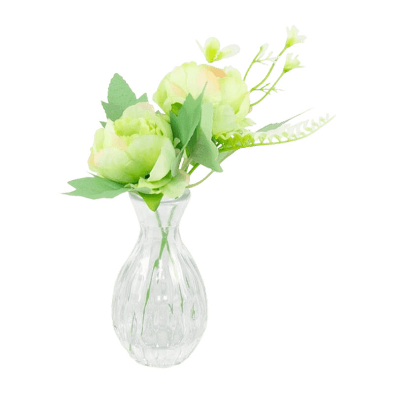 21cm Artificial Rose With 2 Flower In Glass