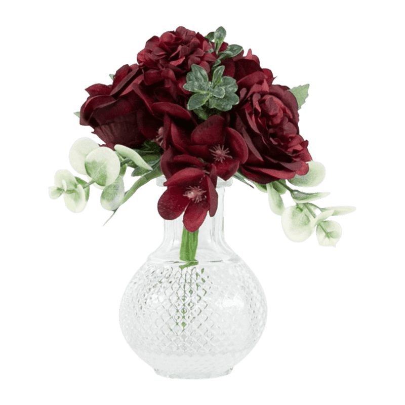 Artificial Potted Rose With Glue