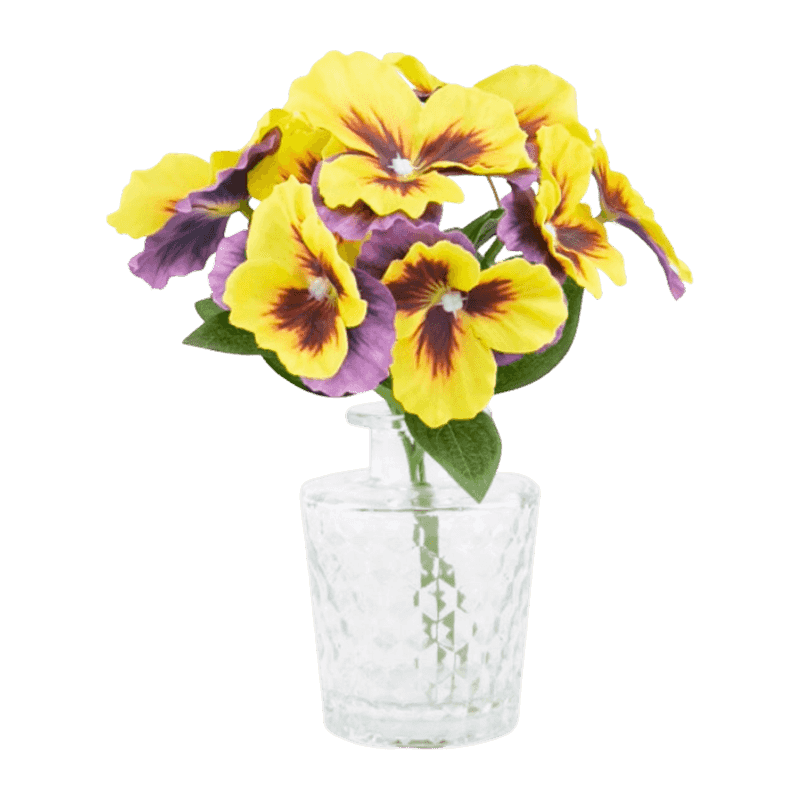 8.3" Artificial Poppy Flowers In Glass Pot