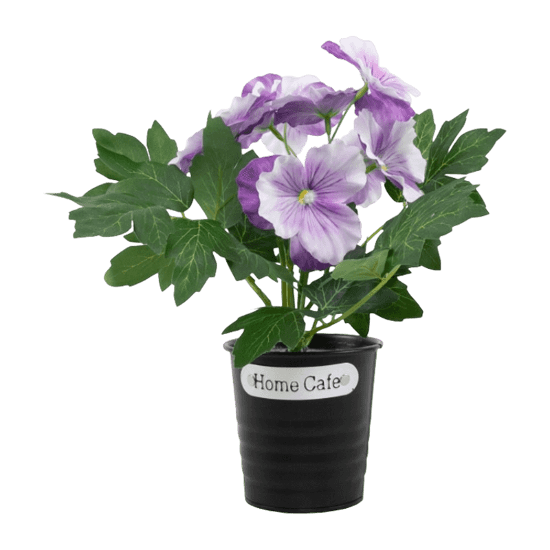 Artificial Pansy Flower In Iron Pot