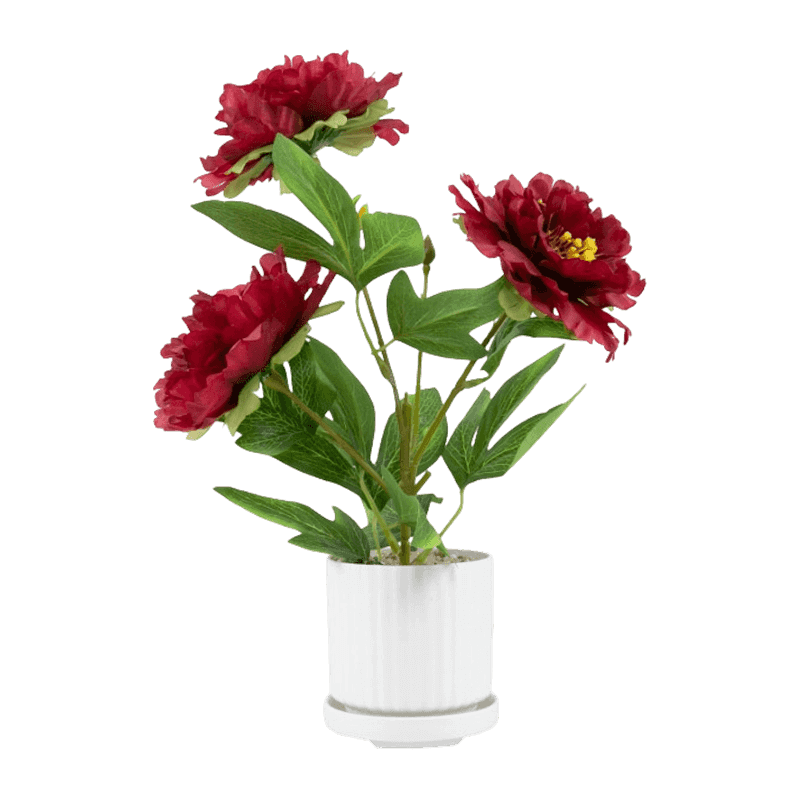 14.6"Artficial Peony With 3 Flowers In PP Pot