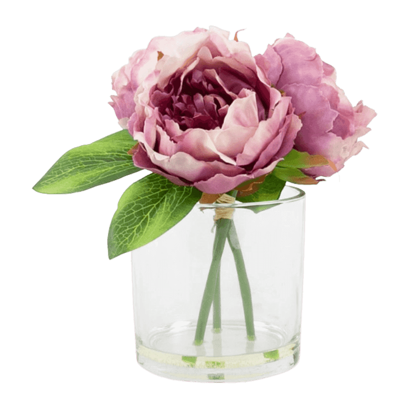 7.5"Artificial Peony In Glass Pot
