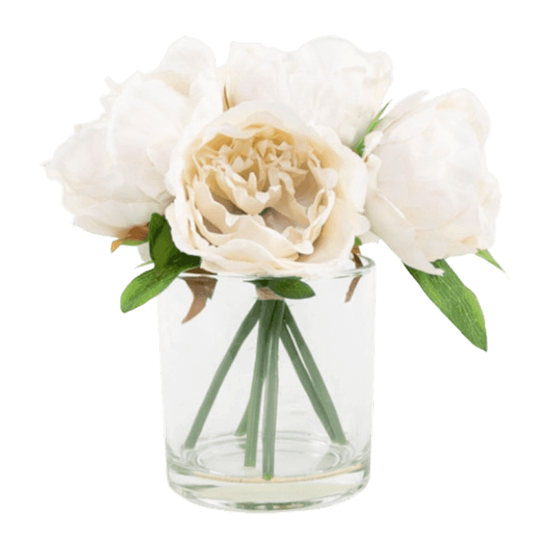 8.6"Artificial Peony In Glass Pot