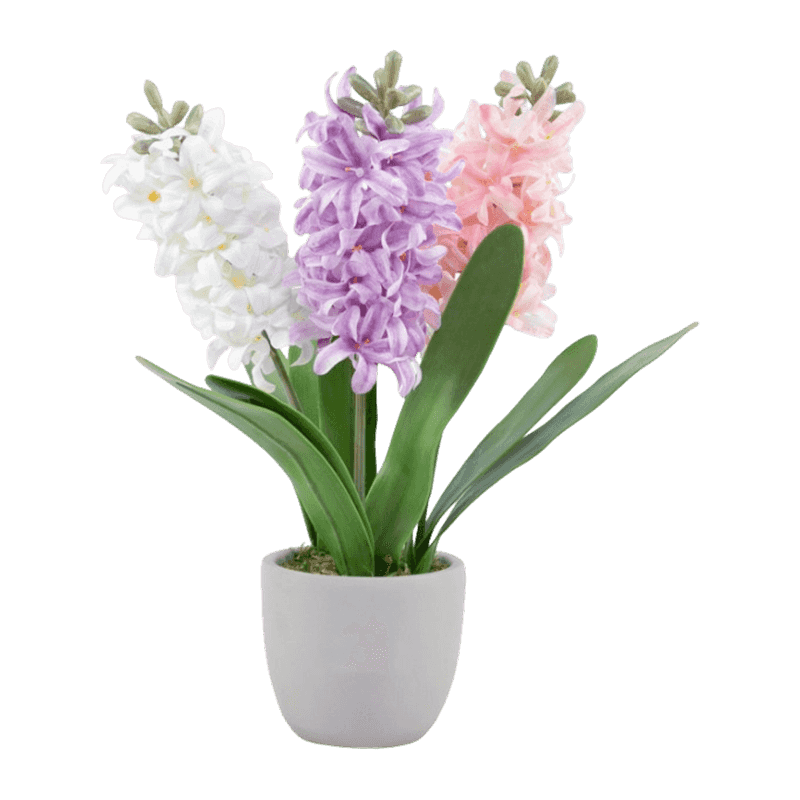 16" Artificial Hyacinth In Cement Pot With 3