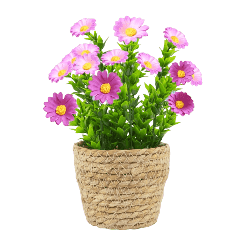 Artificial Daisy Flower In Rattan Pot
