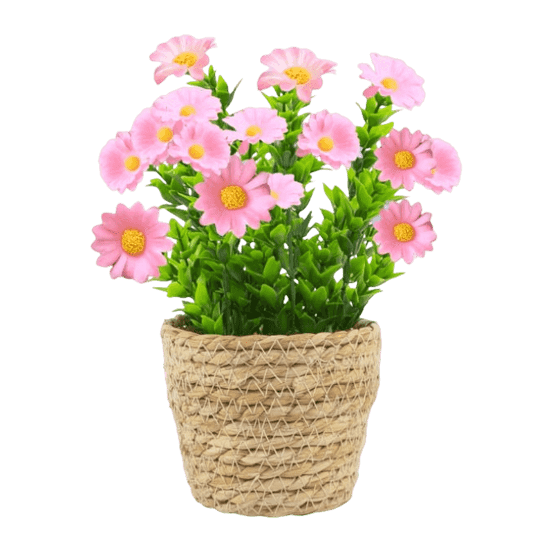 Artificial Daisy Flower In Rattan Pot