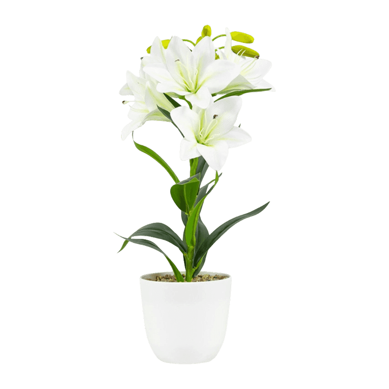 Artificial Lily Flower With Plastic Pot Artificial Lily Flower With Plastic Pot