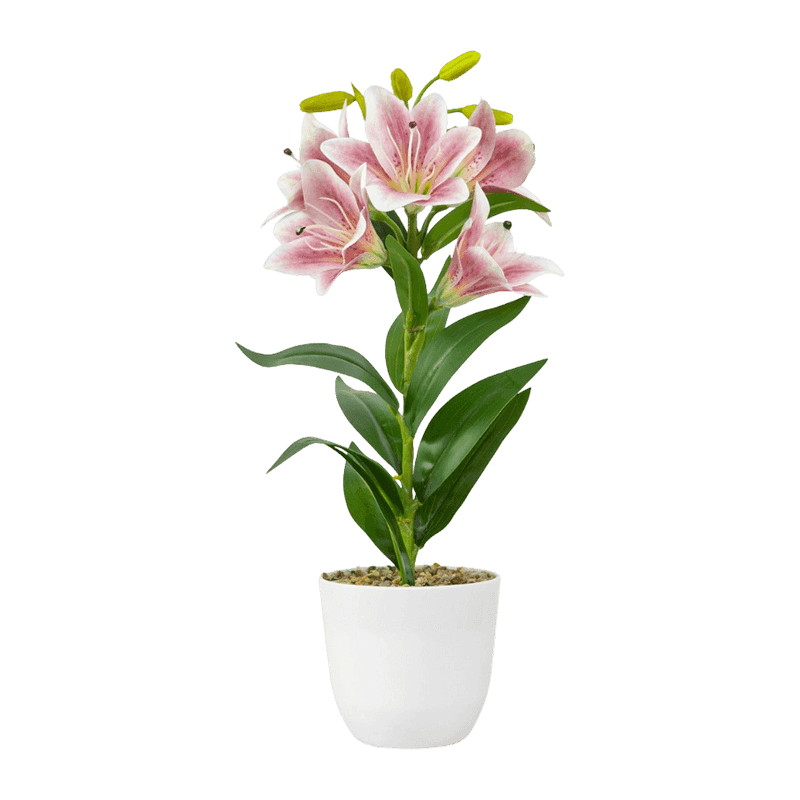 Artificial Lily Flower With Plastic Pot Artificial Lily Flower With Plastic Pot