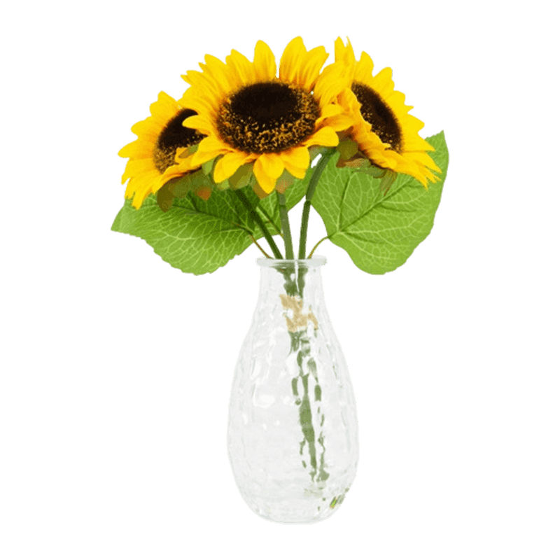 3PC Sunflower In Glass Pot