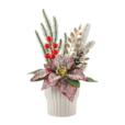 Artificial Christmas Assortment In Cement Pot