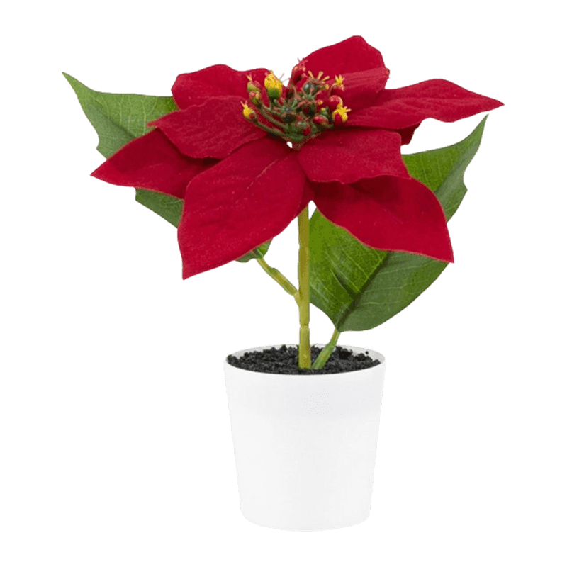 Artificial Poinsettia Flower In PP Pot