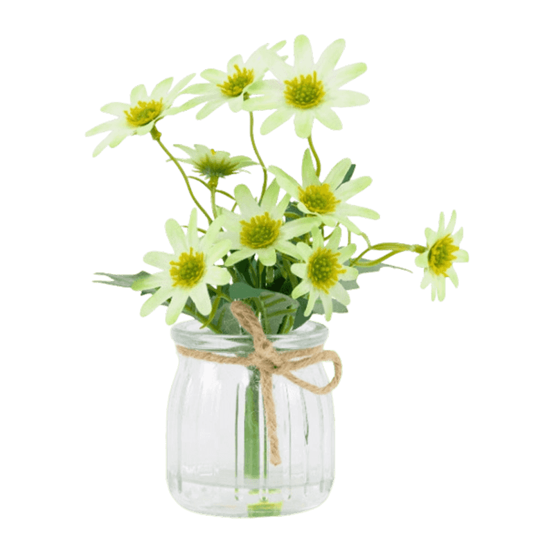 Artificial Daisy Flower In Glass Pot 19cm Artificial Daisy Flower In Glass Pot 19cm