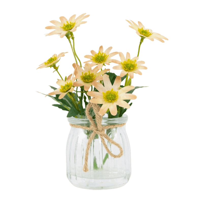 Artificial Daisy Flower In Glass Pot 19cm Artificial Daisy Flower In Glass Pot 19cm