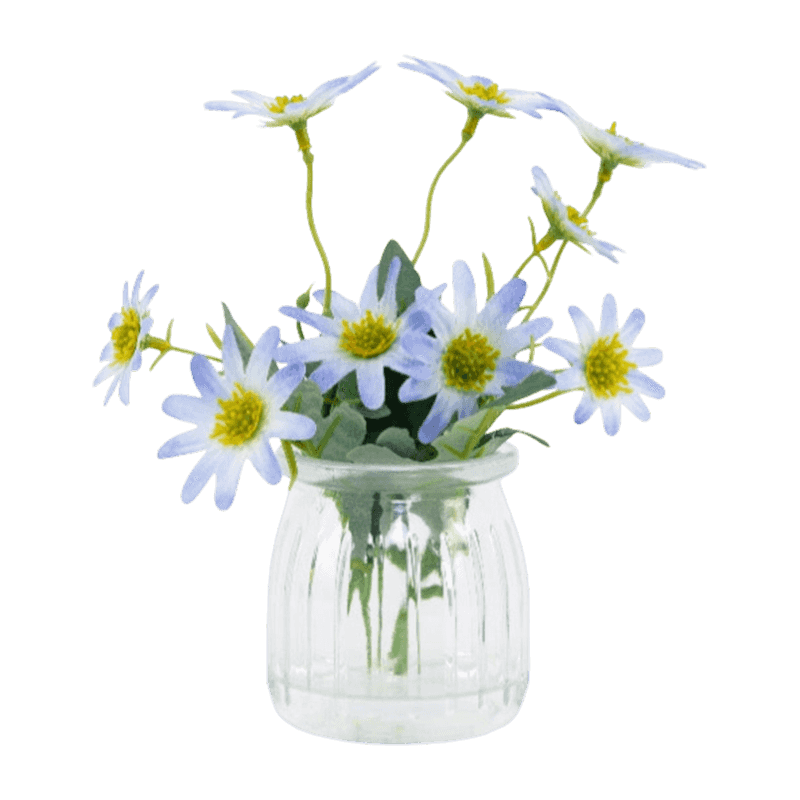 Artificial Daisy Flower In Glass Pot 19cm Artificial Daisy Flower In Glass Pot 19cm