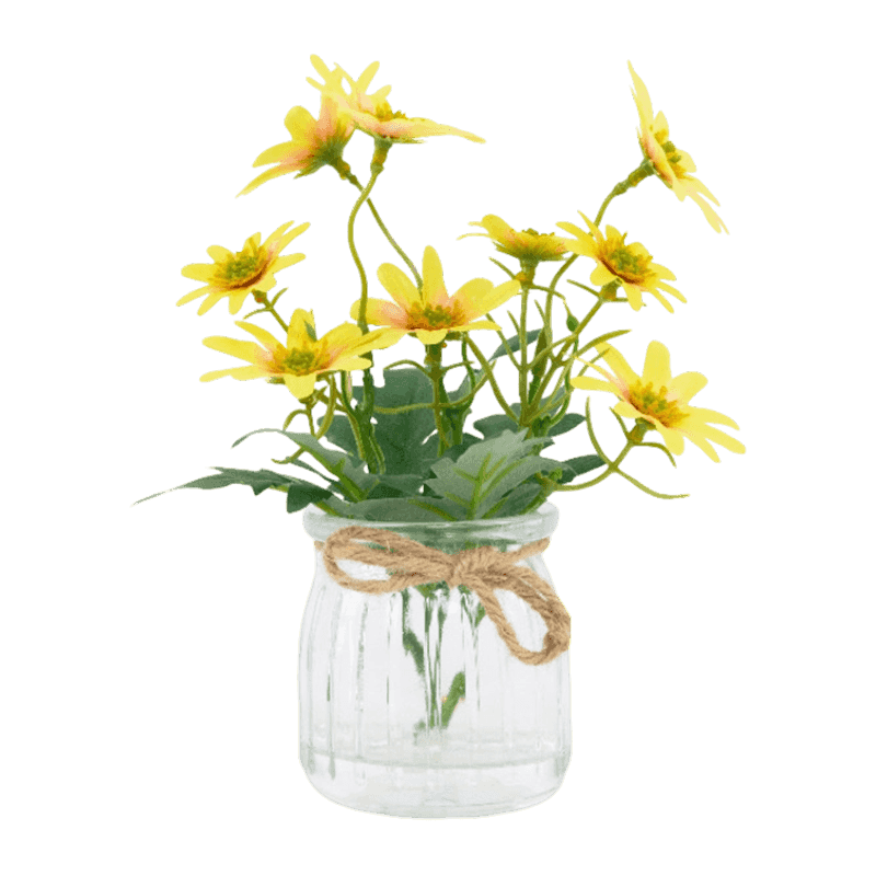 Artificial Daisy Flower In Glass Pot 19cm Artificial Daisy Flower In Glass Pot 19cm