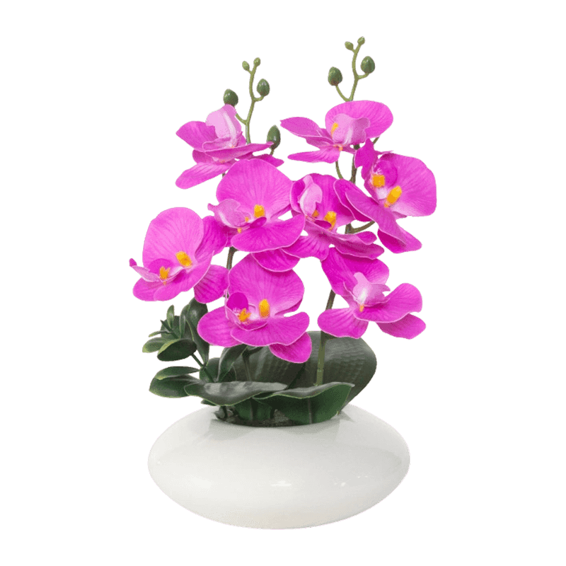 12.6"Artificial Orchid X 8 Flowers In Ceramic Pot