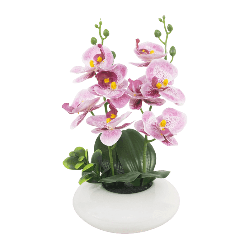 12.6"Artificial Orchid X 8 Flowers In Ceramic Pot 12.6"Artificial Orchid X 8 Flowers In Ceramic Pot