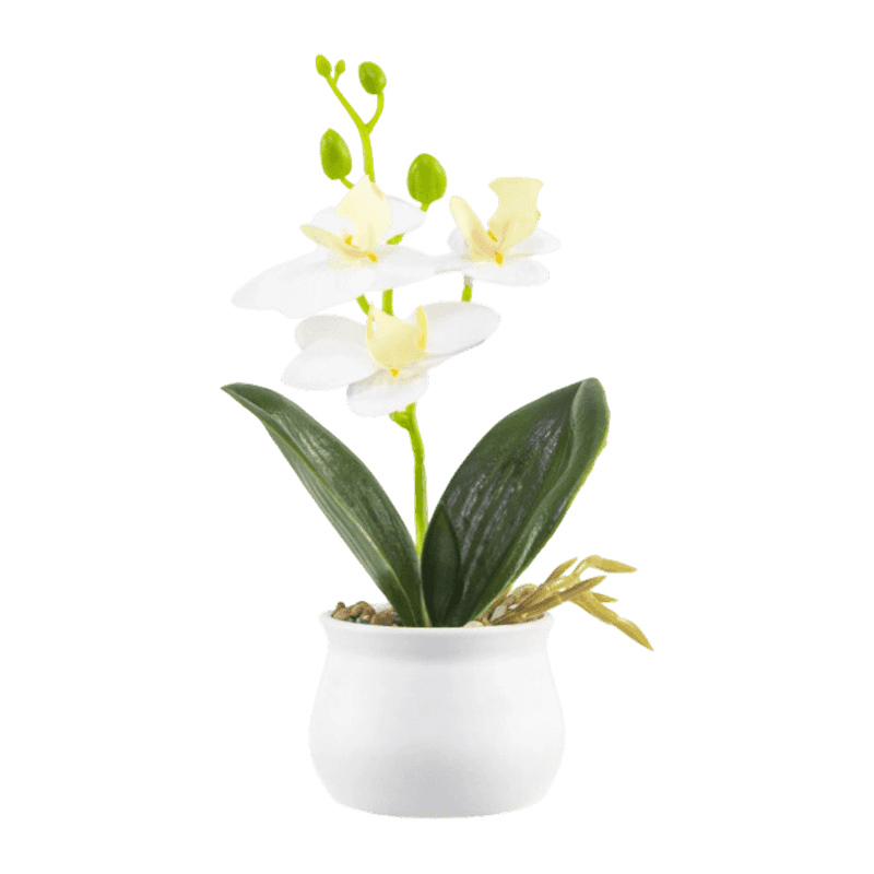 9" Artificial Orchid In PP Pot With 3 Flowers