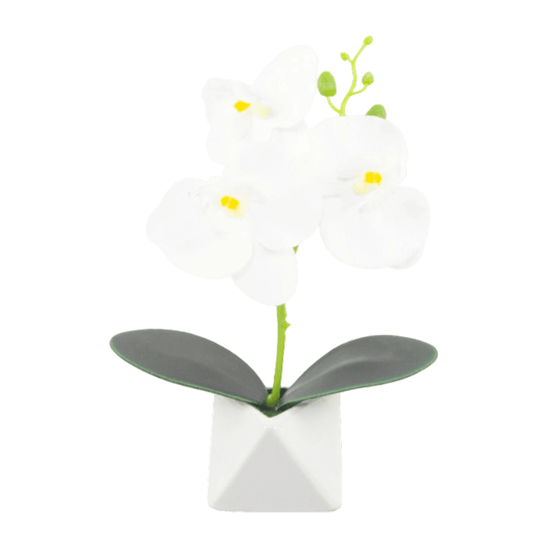 9.5"Artificial Potted Orchid In Ceramic Pot