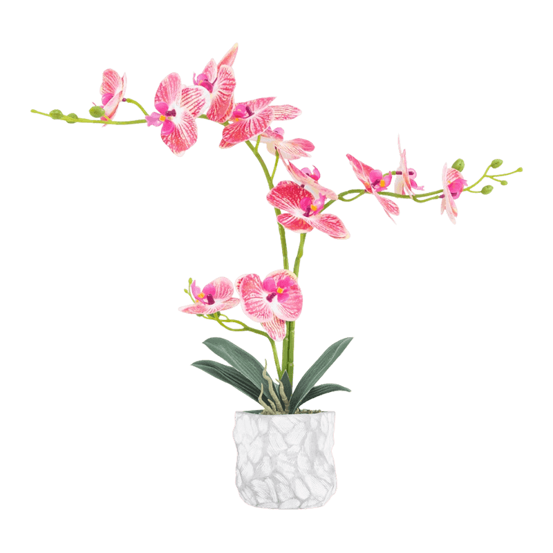 18"Artificial Orchid With 12 Flowers In Cement Pot