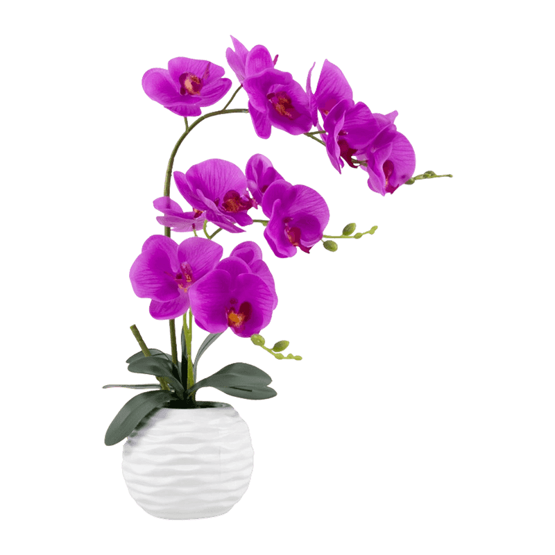19"Artificial 3D Real Touch Orchid With 14 Flowers In Ceramic Pot