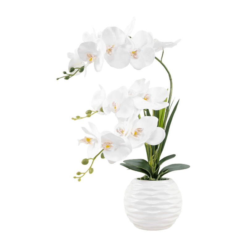 19"Artificial Orchid With 15 Flowers In Ceramic Pot