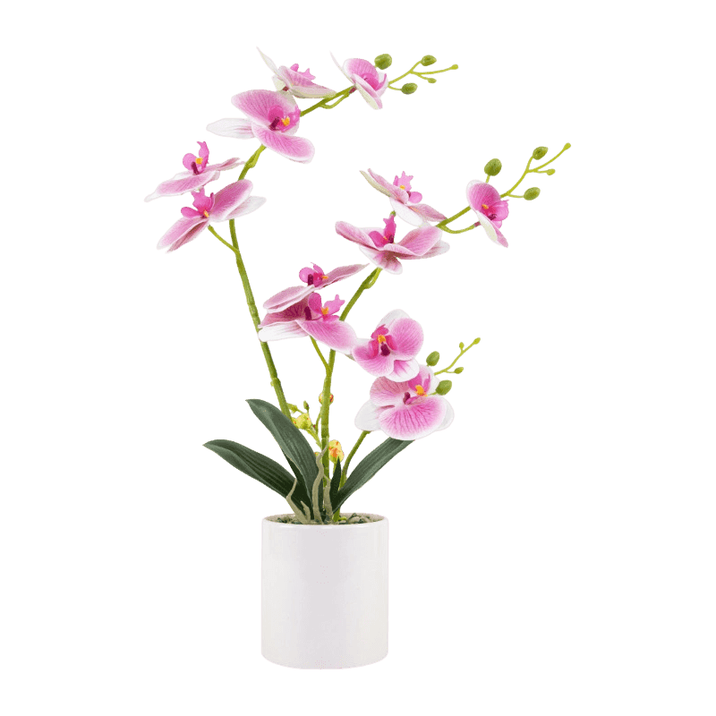 19"H 3D Artificial Orchid Flower With 12 Flowers In Ceramic Pot