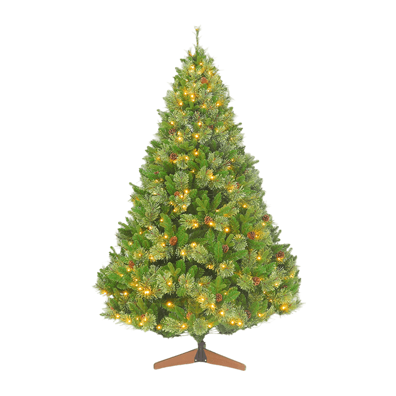 PE PVC Pine Needle Pre Lit Christmas Tree